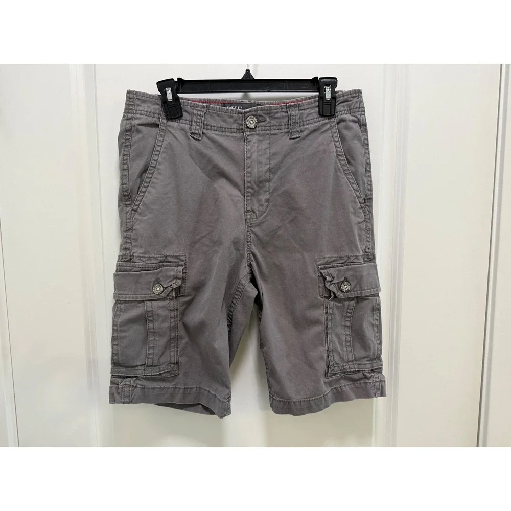 BKE Mens Standard Fit Cargo Shorts Gray Size 28 Utility Pockets Casual Summer
